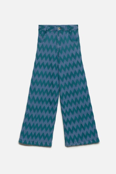 PANTALÓN DENIM ZIG ZAG VERDE | BORDADO| Michonet