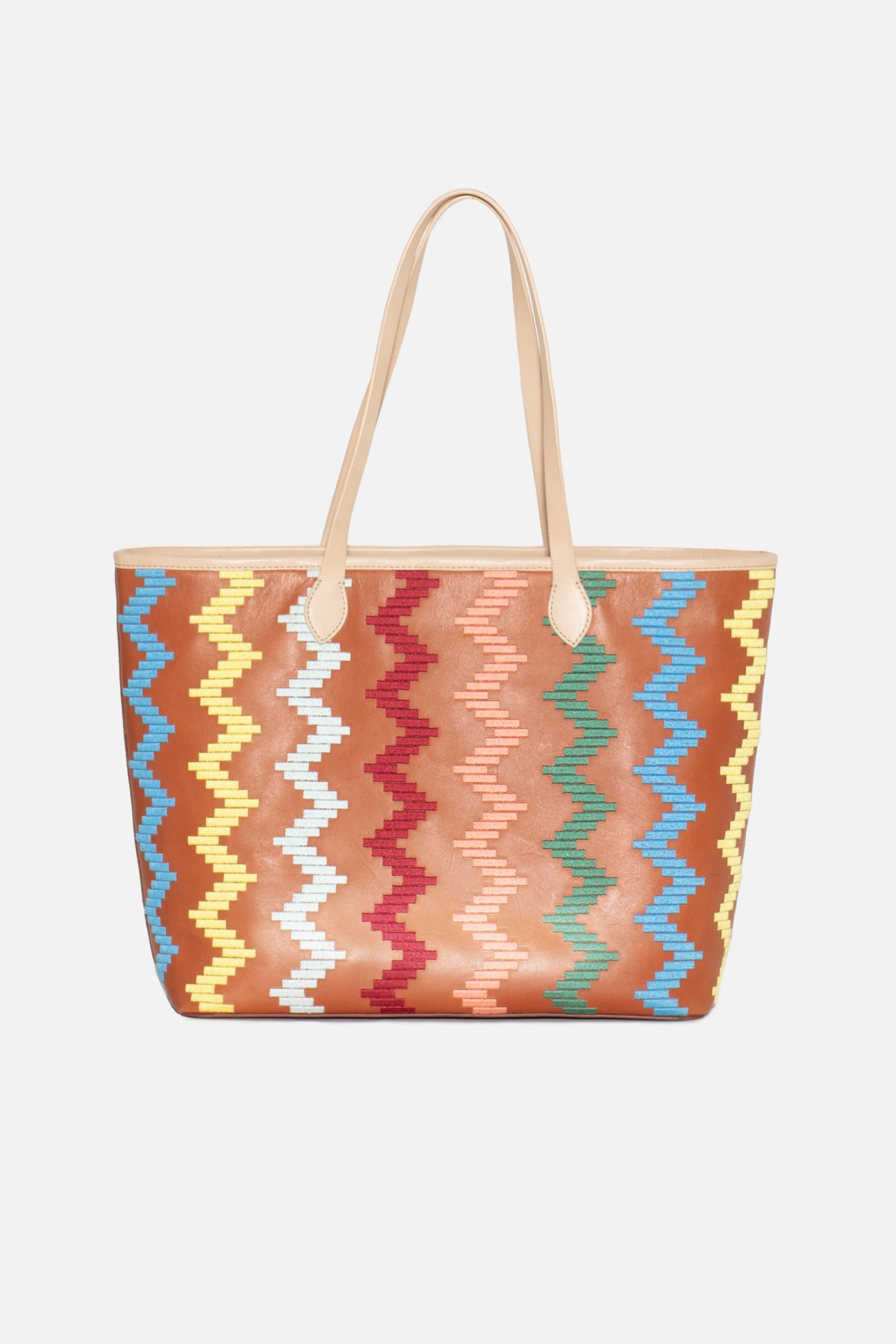 TOTE LEATHER BAG ZIG ZAG · 100% SKIN