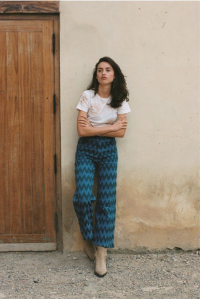 PANTALÓN DENIM ZIG ZAG VERDE | BORDADO| Michonet 2