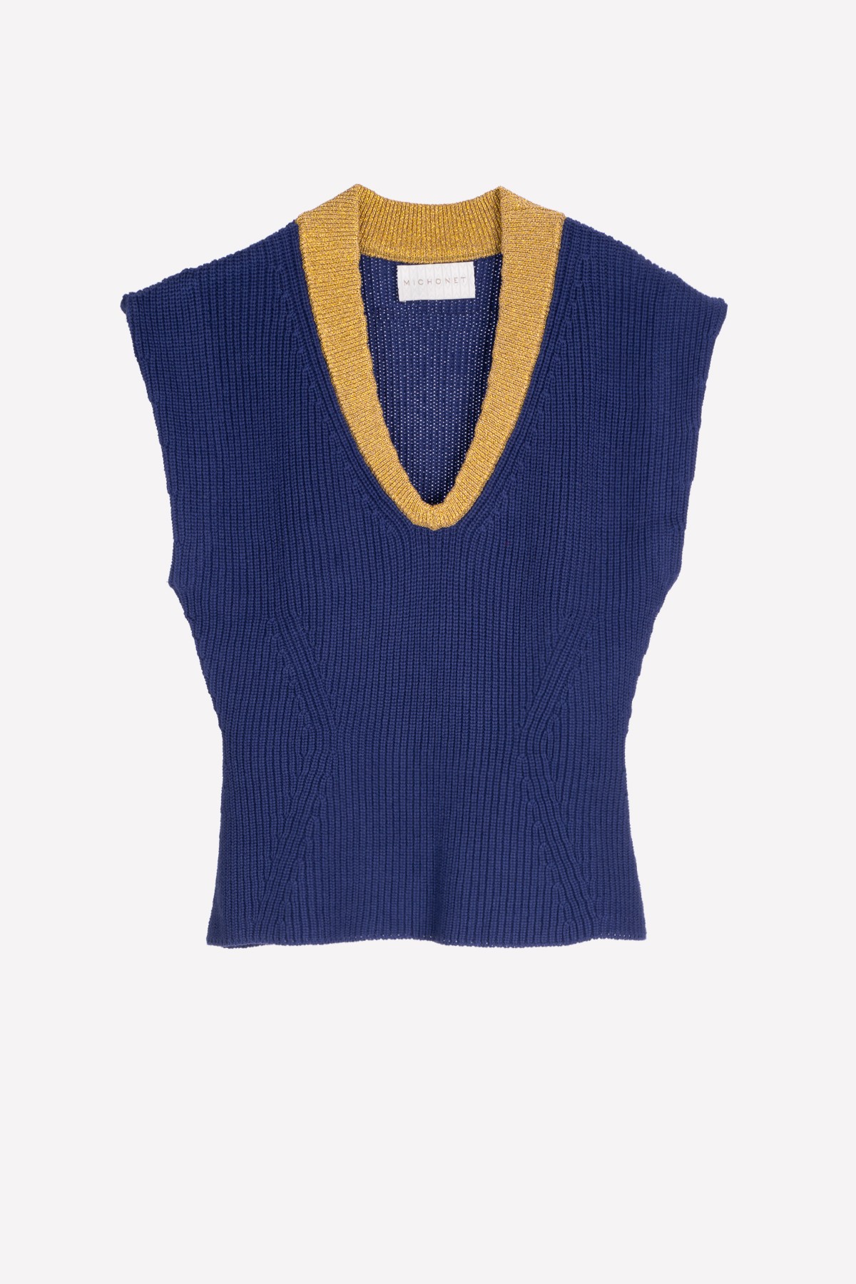 KNITTED VEST INK BLUE