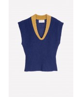 KNITTED VEST INK BLUE