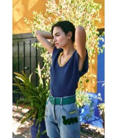 KNITTED VEST INK BLUE