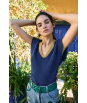 KNITTED VEST INK BLUE