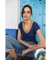 KNITTED VEST INK BLUE