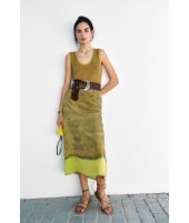 LIME SILK SKIRT