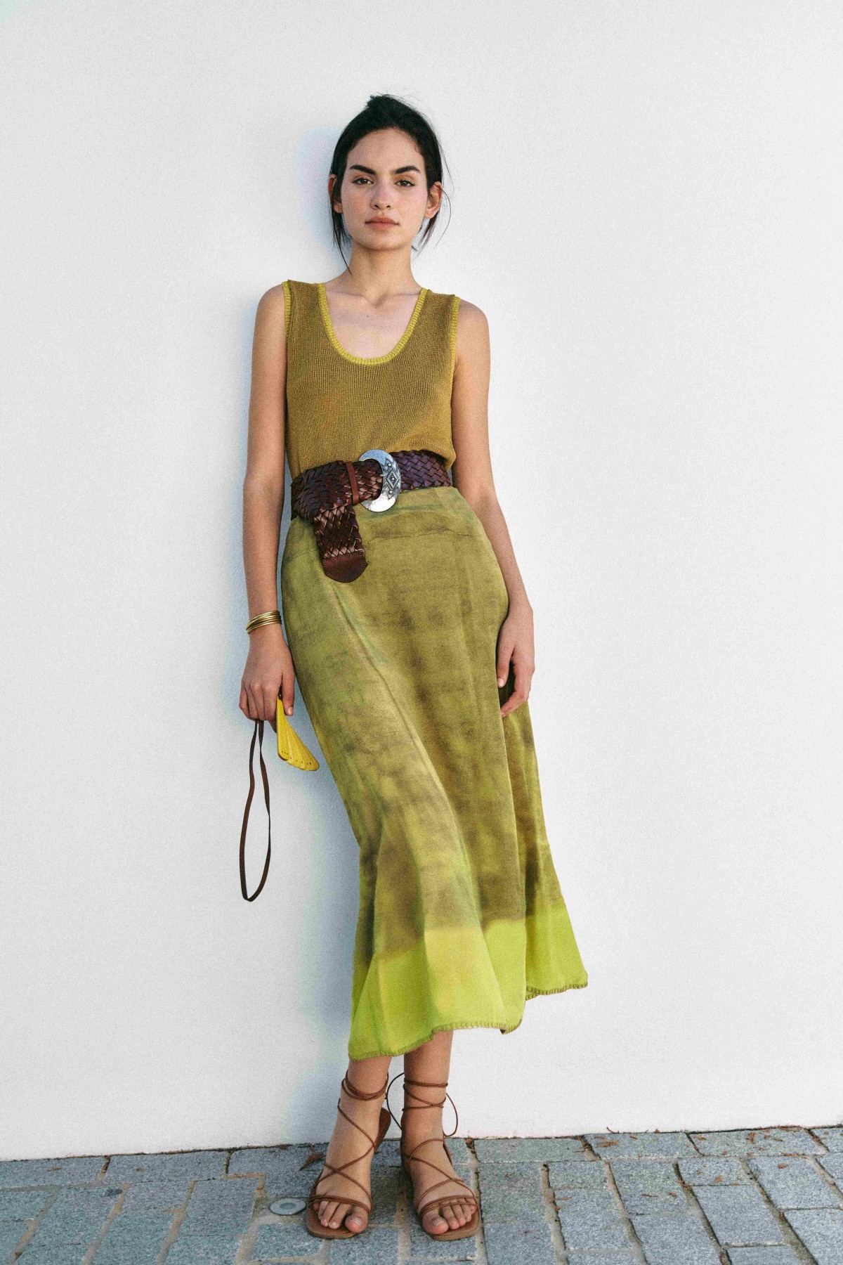 LIME SILK SKIRT