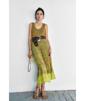 LIME SILK SKIRT
